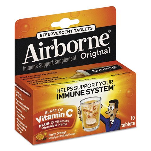 Airborne Immune Support Effervescent Tablet, Zesty Orange, 10-Box, 72 Box-Carton 47865-30004 - Becauze