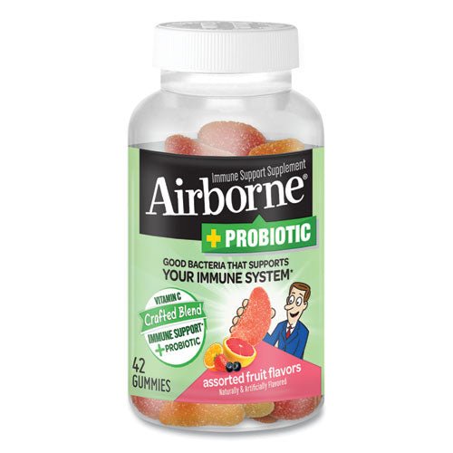 Airborne Immune Support Plus Probiotic Gummies, Assorted Fruit Flavors, 42-Bottle 47865-97405 - Becauze