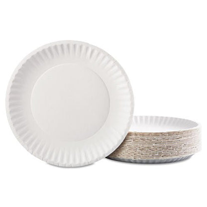 AJM Packaging Corporation Gold Label Coated Paper Plates, 9" dia, White, 100-Pack, 10 Packs-Carton AJM CP9GOEWH - Becauze