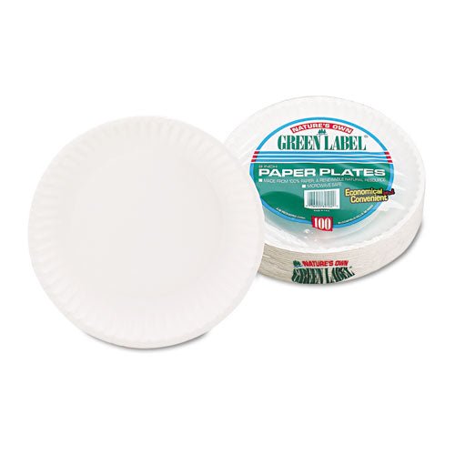 AJM Packaging Corporation White Paper Plates, 9" dia, 100-Pack 10100 - Becauze
