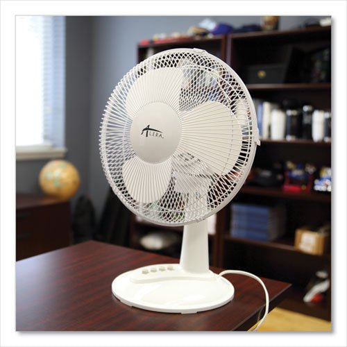 Alera 12" 3-Speed Oscillating Desk Fan, Plastic, White ALEFAN122 - Becauze