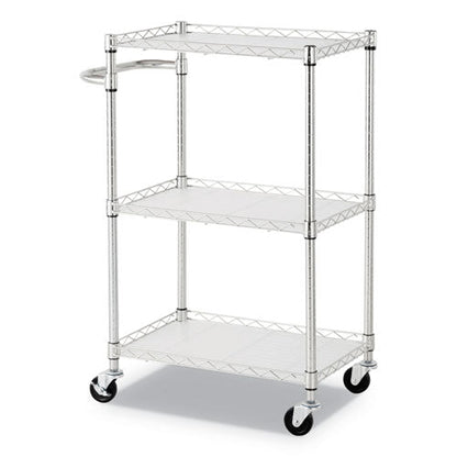 Alera 3-Shelf Wire Cart with Liners, 24w x 16d x 39h, Silver, 500-lb Capacity ALESW322416SR - Becauze