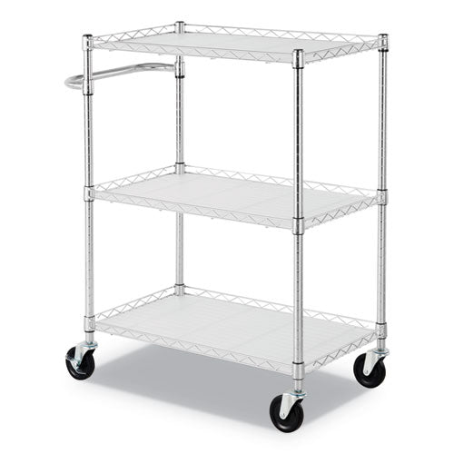Alera 3-Shelf Wire Cart with Liners, 34.5w x 18d x 40h, Silver, 600-lb Capacity ALESW333018SR - Becauze
