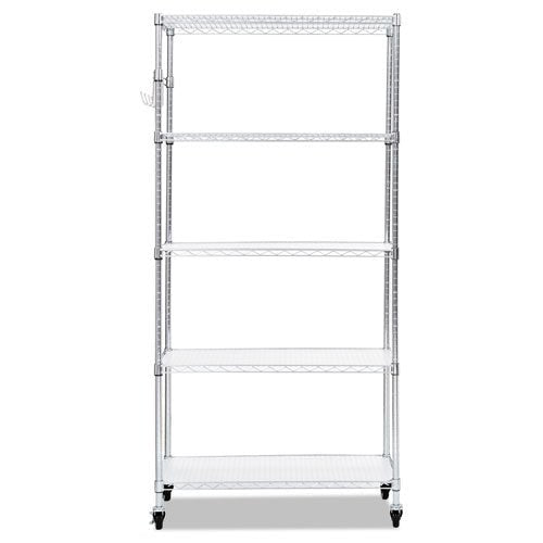 Alera 5-Shelf Wire Shelving Kit with Casters and Shelf Liners, 36w x 18d x 72h, Silver SW653618SR - Becauze