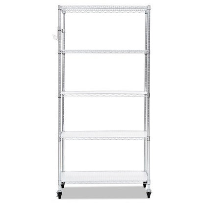 Alera 5-Shelf Wire Shelving Kit with Casters and Shelf Liners, 36w x 18d x 72h, Silver SW653618SR - Becauze