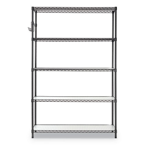 Alera 5-Shelf Wire Shelving Kit with Casters and Shelf Liners, 48w x 18d x 72h, Black Anthracite ALESW654818BA - Becauze