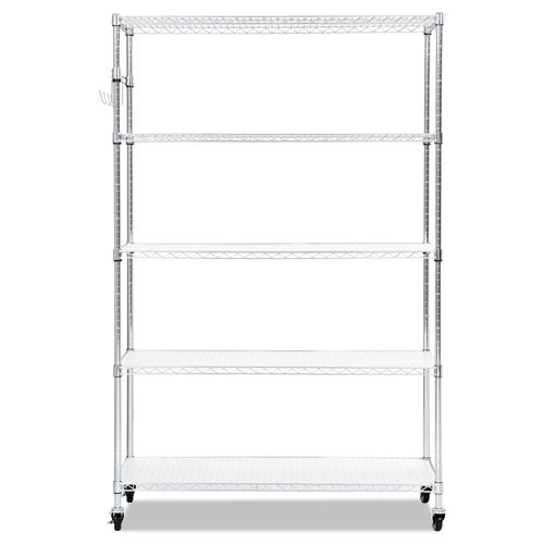 Alera 5-Shelf Wire Shelving Kit with Casters and Shelf Liners, 48w x 18d x 72h, Silver SW654818SR - Becauze