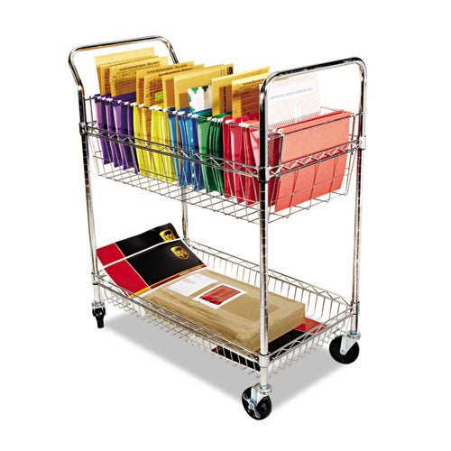 Alera Carry-all Cart-Mail Cart, Two-Shelf, 34.88w x 18d x 39.5h, Silver ALEMC3518SR - Becauze