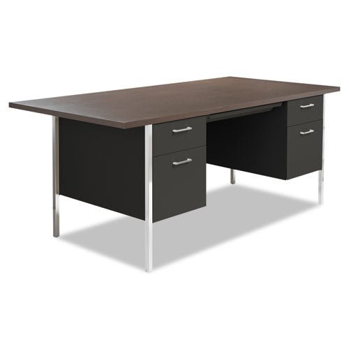 Alera Double Pedestal Steel Desk, 72" x 36" x 29.5", Mocha-Black ALESD7236BM - Becauze