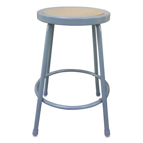 Alera Industrial Metal Shop Stool, Backless, Supports Up to 300 lb, 24" Seat Height, Brown Seat, Gray Base ALEIS6624G - Becauze