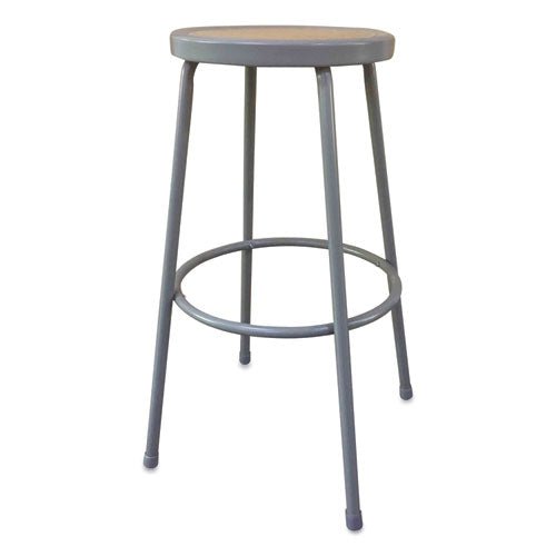 Alera Industrial Metal Shop Stool, Backless, Supports Up to 300 lb, 30" Seat Height, Brown Seat, Gray Base ALEIS6630G - Becauze