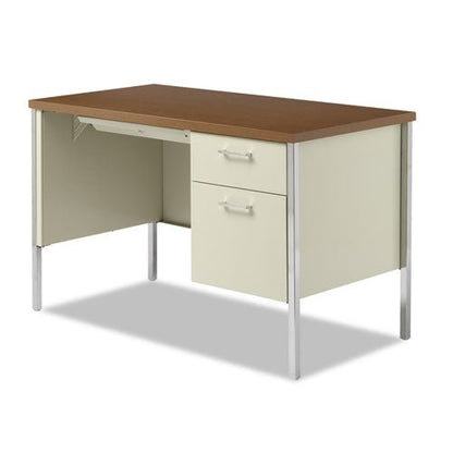 Alera Single Pedestal Steel Desk, 45.25" x 24" x 29.5", Cherry-Putty ALESD4524PC - Becauze