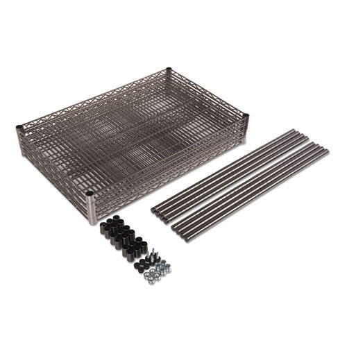 Alera Wire Shelving Starter Kit, Four-Shelf, 36w x 18d x 72h, Black Anthracite ALESW503618BA - Becauze