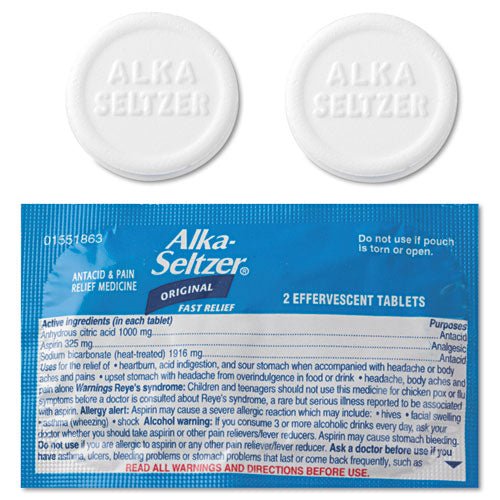 Alka-Seltzer Antacid and Pain Relief Medicine, Two-Pack, 50 Packs-Box 50004 - Becauze