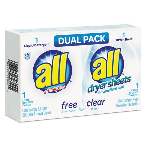 All Free Clear HE Liquid Laundry Detergent-Dryer Sheet Dual Vend Pack, 100-Ctn 1R-2979355 - Becauze