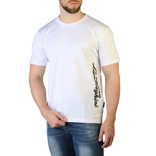 Lamborghini Script Logo White Men's T-Shirt B3XVB7B530260003