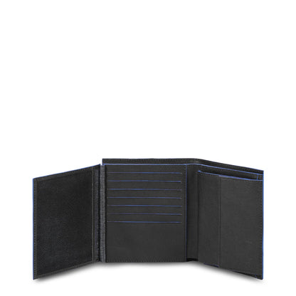 Piquadro Blue Square Special Cuero Leather Black Men's Flip Wallet PU4859B2SR-N