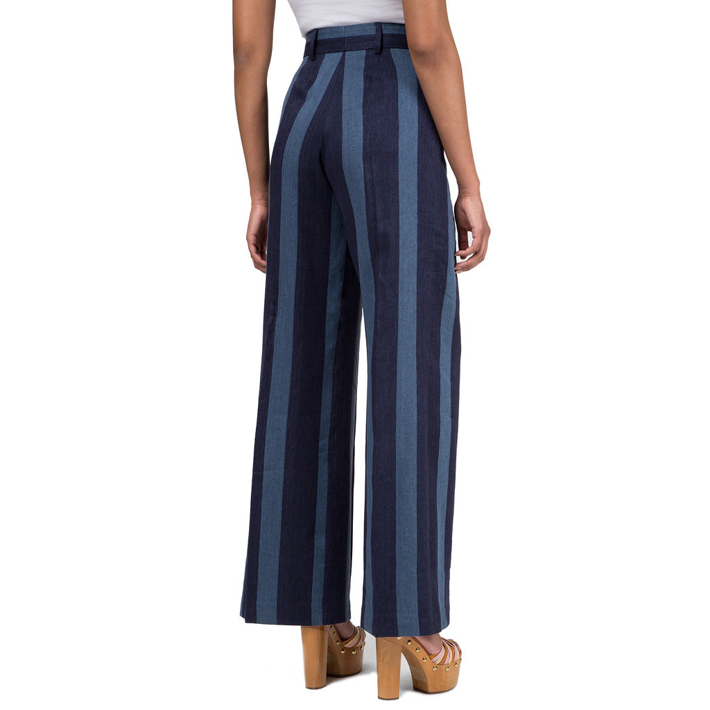 Tommy Hilfiger Zendaya Wide Leg Stripe Blue Women's Trousers WW25093