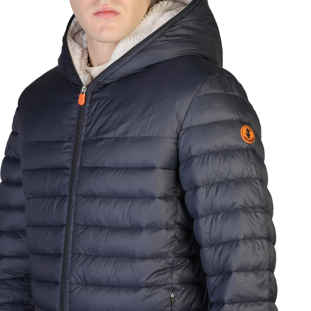 Save The Duck Nathan Faux Fur Hooded Grey Black Men's Puffer Jacket D39050M-GIGA15-10017