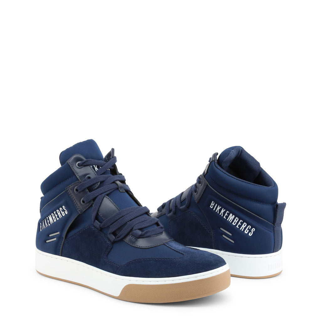 Bikkembergs Balkan Blue Leather High-Tops Men's Shoes 202BKM0038410