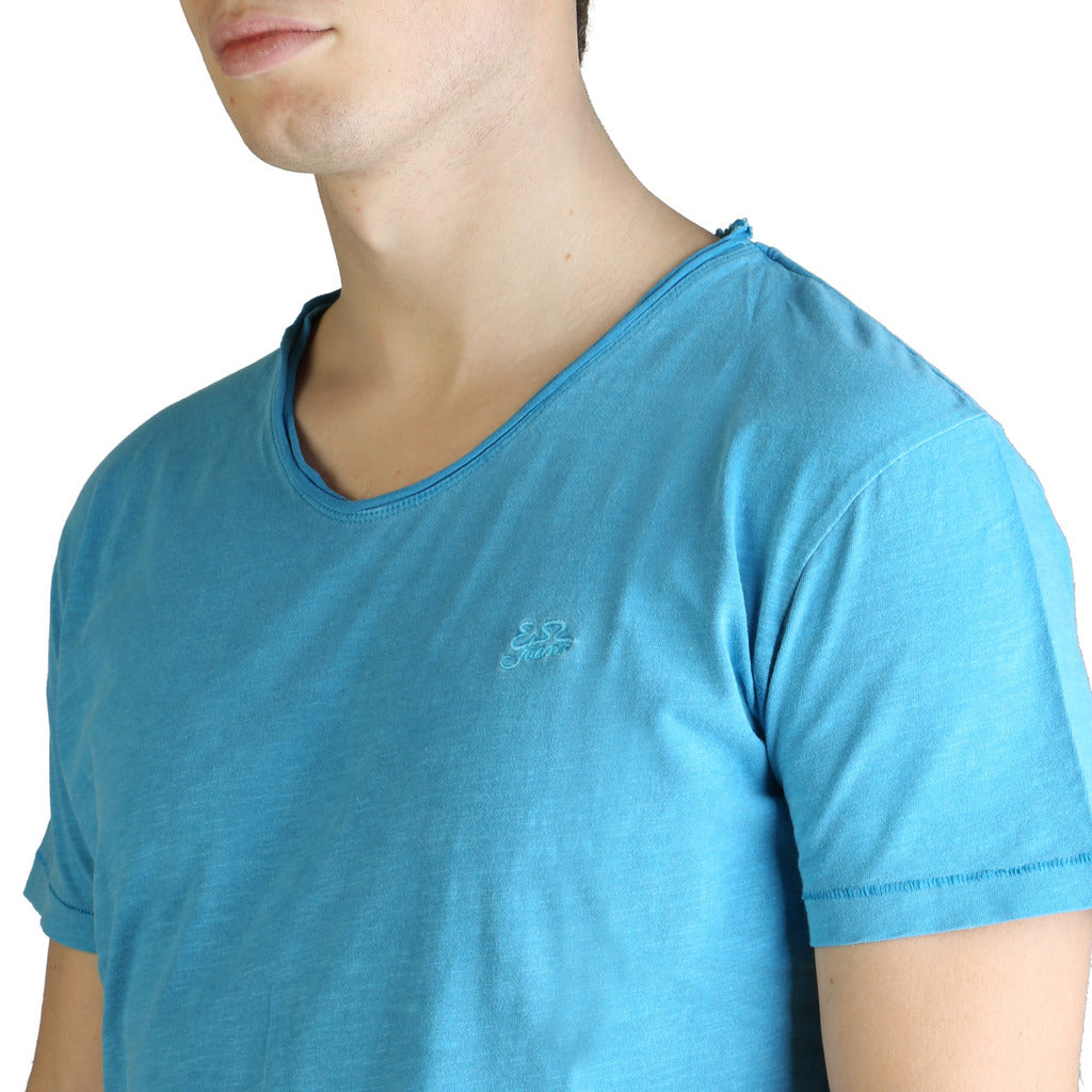 Yes Zee Cotton V-Neck Light Blue Men's T-Shirt T773-S500-0743