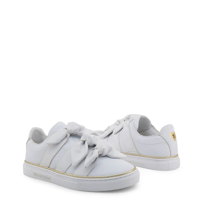 Trussardi Faux Leather Band And Bows White Women's Sneakers 79A00230-W002