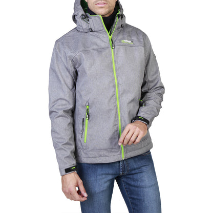 Geographical Norway Twixer Softshell Light Grey/Green Hooded Men's Jacket