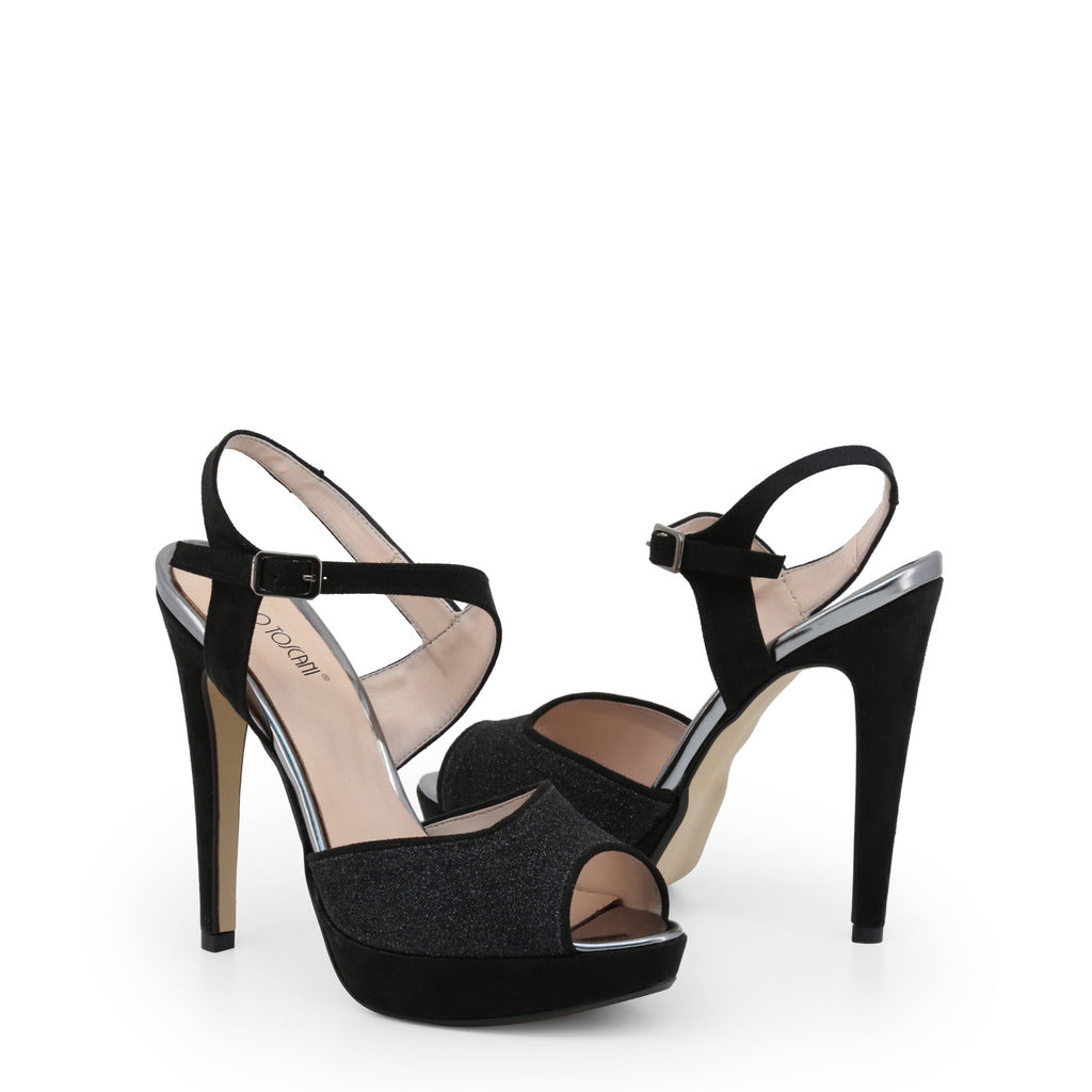 Arnaldo Toscani Black Glitter Ankle Strap Women's High Heel Sandals 1218010-Black
