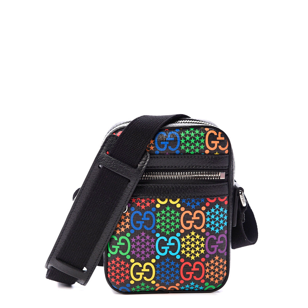 Gucci Black Leather Logo Messenger Shoulder Men's Crossbody Bag 598103-H20AN-1058