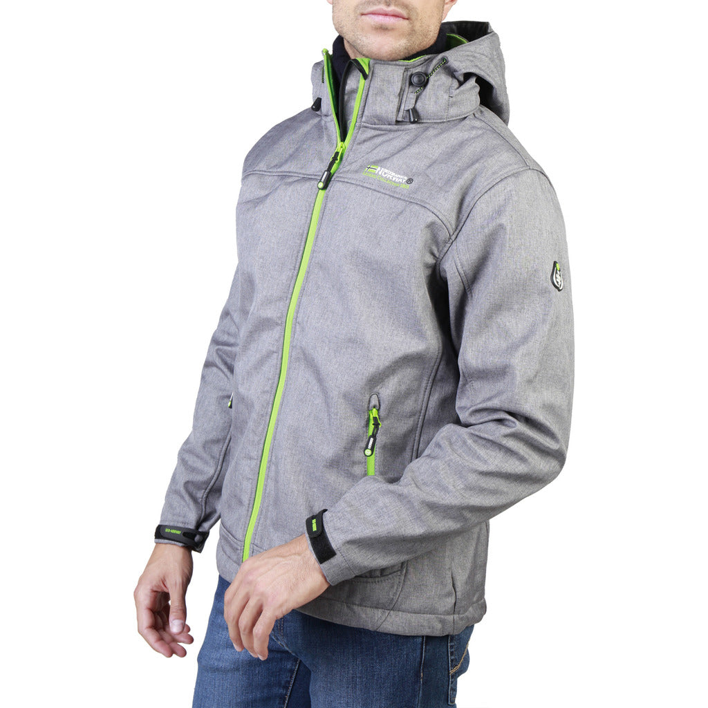 Geographical Norway Twixer Softshell Light Grey/Green Hooded Men's Jacket