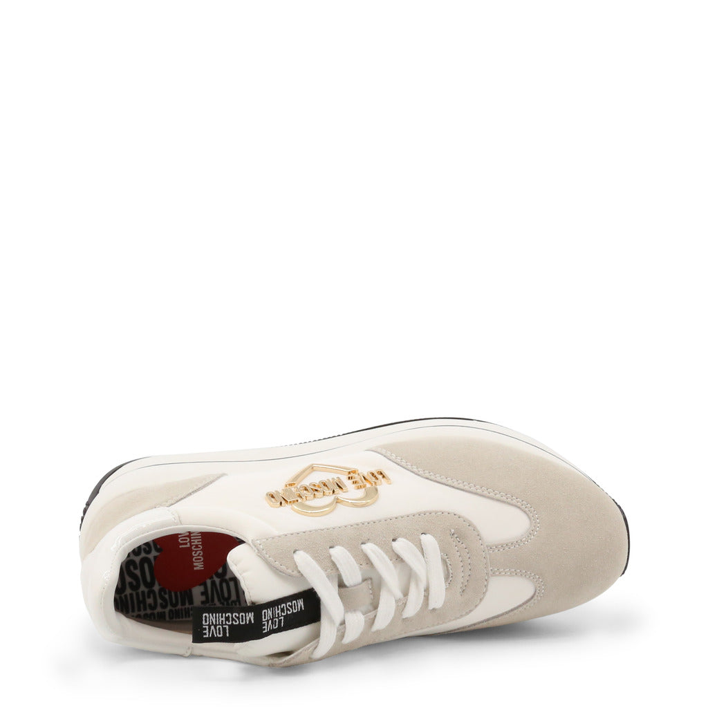 Love Moschino Daily Running Nylon and Split Leather White Women's Shoes JA15354G1FIN210A