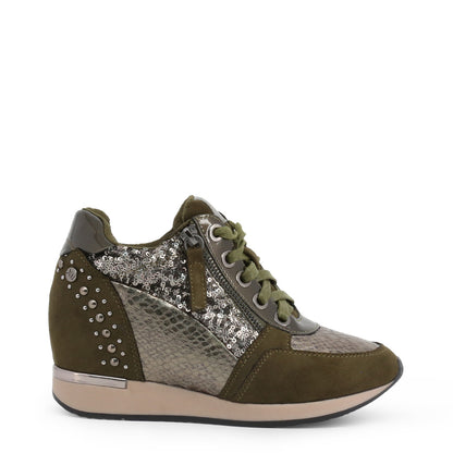 Xti Sequin Wedge Khaki Women's Fashion Sneakers 04826202