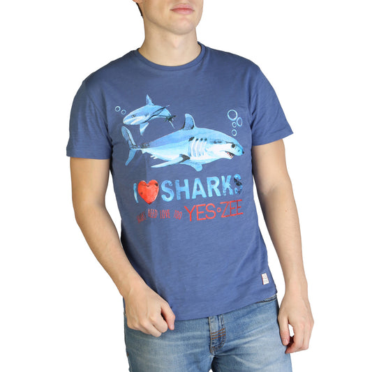 Yes Zee Sharks Cotton Blue Men's T-Shirt T700-TL17-0704