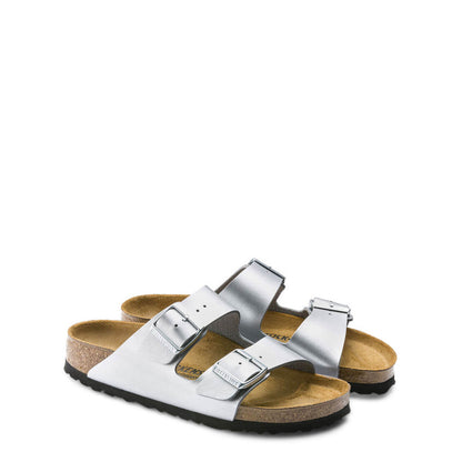Birkenstock Arizona Birko-Flor Silver Sandals 1012283 Narrow Width