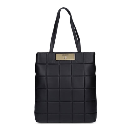 Love Moschino Quilted Logo Plague Black Women's Tote Bag JC4416PP0FKR0000