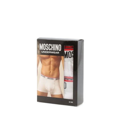 Moschino Logo Band 2-Pack Boxer Briefs White Men's Underwear A475181190001
