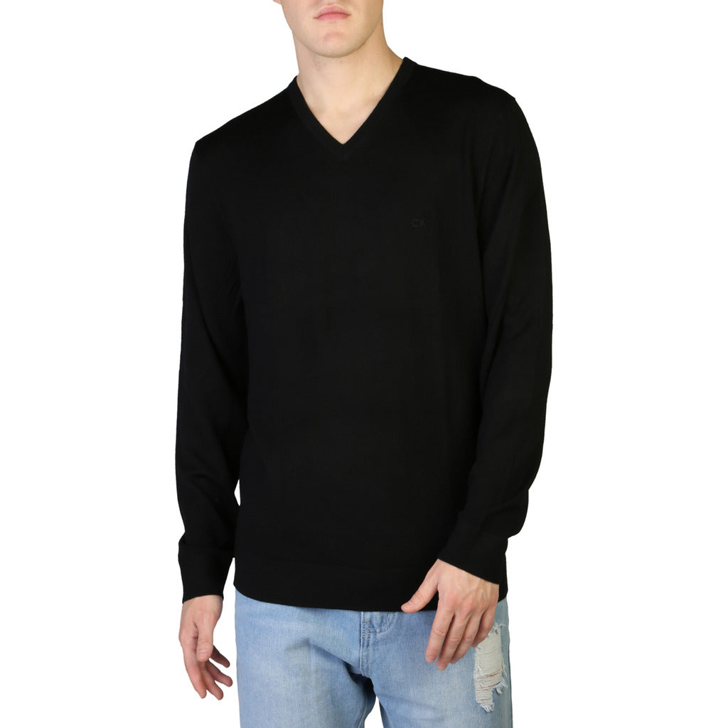 Calvin Klein Wool V-Neck Black Men's Sweater K10K110423-BEH