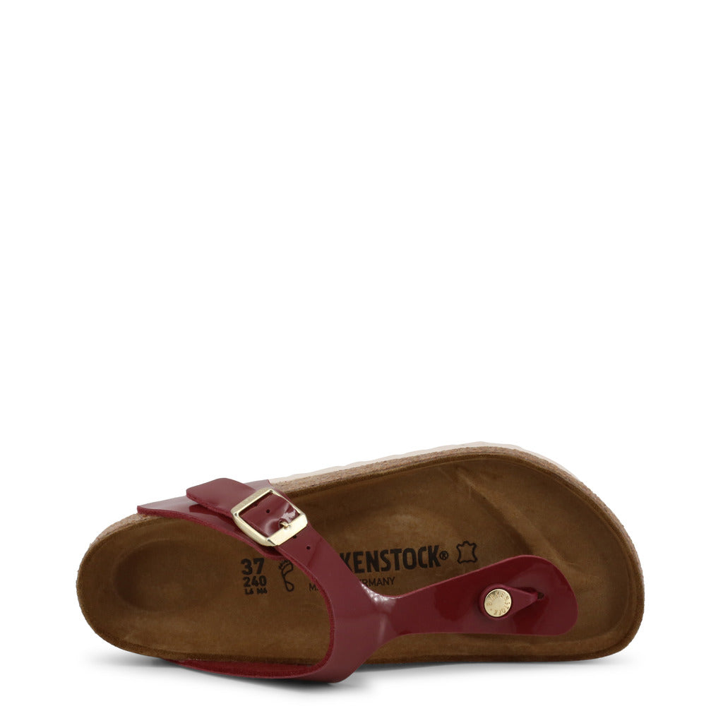 Birkenstock Gizeh Birko-Flor Patent Bordeaux Women's Thong Sandals 1013073