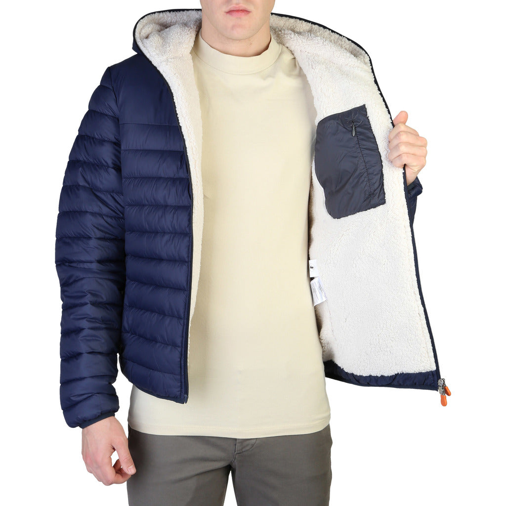 Save The Duck Nathan Faux Fur Hooded Navy Blue Men's Puffer Jacket D39050M-GIGA15-90000