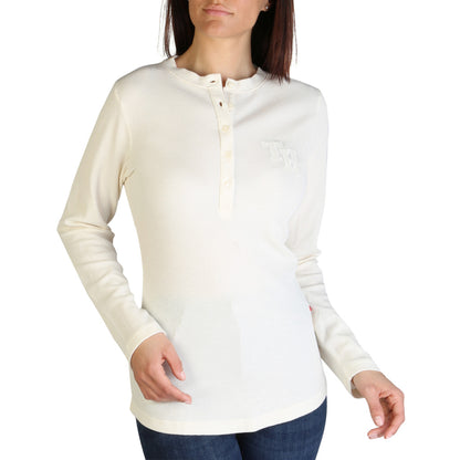 Tommy Hilfiger Crewneck Long Sleeve White Women's Sweater UW01986-YAC