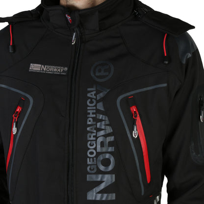 Geographical Norway Turbo Softshell Black Hooded Men's Jacket
