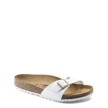 Birkenstock Madrid Birko-Flor Patent White Women's Sandals 1005309 Regular Width