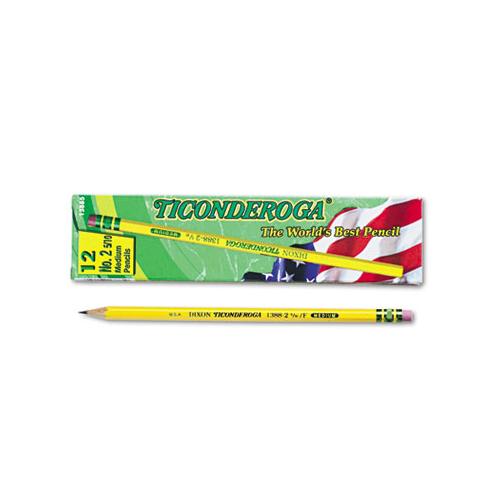 Ticonderoga F #2.5 HB Yellow Barrel Pencils With Eraser (12 Count) 13885