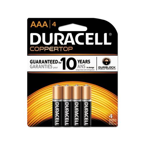 Duracell AAA CopperTop Alkaline Batteries (4 Count) MN2400B4Z