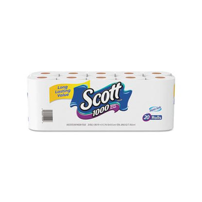 Scott 1000 Bathroom Toilet Tissue Paper 1 Ply 1000 Sheets White (20 Rolls) 20032