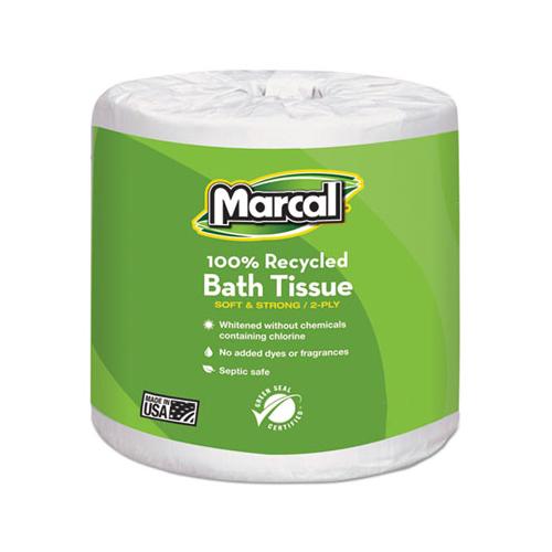 Marcal 100% Recycled Bath Toilet Tissue Paper 2 Ply 330 Sheets White (48 Rolls) 6079