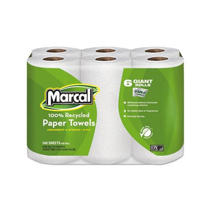 Marcal 100% Recycled Roll Paper Towels 2 Ply 140 Sheets (24 Rolls) 6181