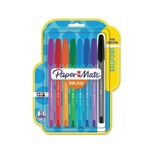Paper Mate InkJoy 100 Stick Ballpoint Pen Medium Point 1mm Assorted Ink Colors (8 Count) 1945932