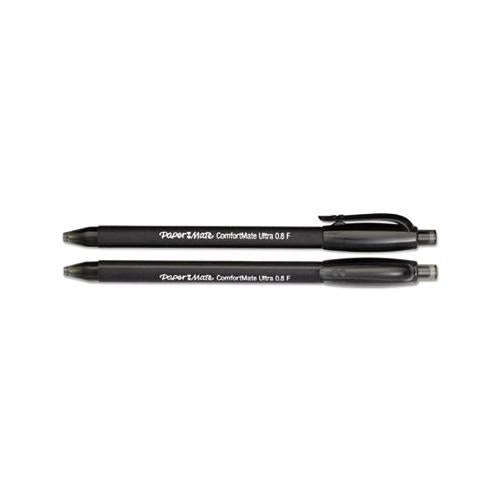 Paper Mate ComfortMate Ultra Retractable Ballpoint Pen Fine Point 0.8mm Black Ink (12 Count) 6380187