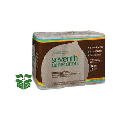 Seventh Generation Natural Unbleached 100% Recycled Paper Towels 2 Ply 120 Sheets (24 Rolls) SEV13737